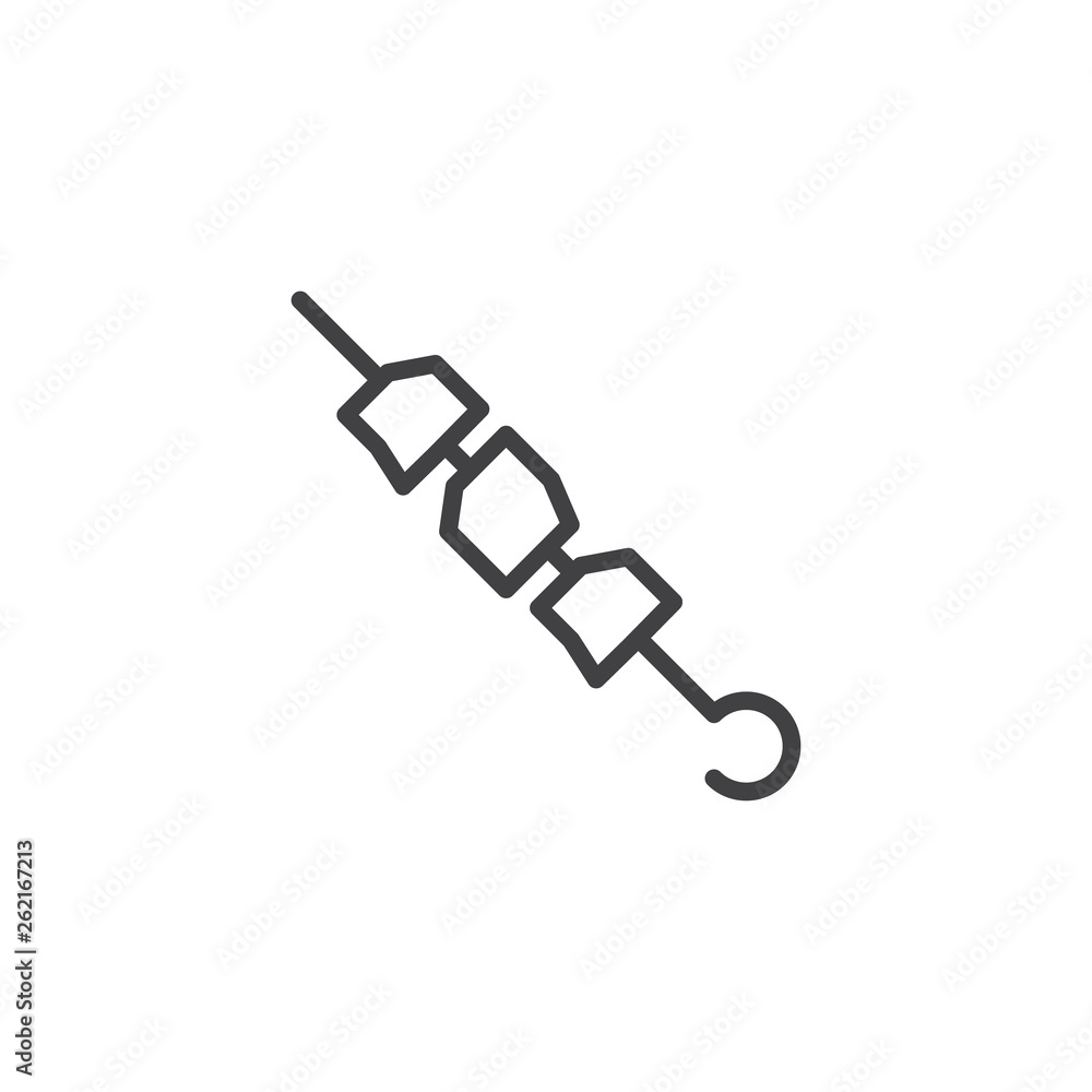 Shish kebab skewer line icon. linear style sign for mobile concept and web design. Barbeque stick outline vector icon. Symbol, logo illustration. Pixel perfect vector graphics Shish kebab skewer line icon. linear style sign for mobile concept and web design. Barbeque stick outline vector icon. Symbol, logo illustration. Pixel perfect vector graphics
