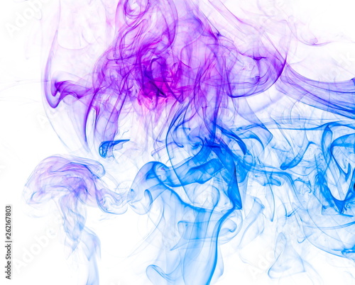 Colored smoke on white background