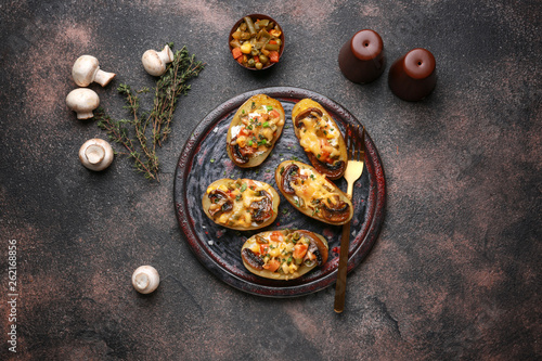 Delicious baked potato halv...