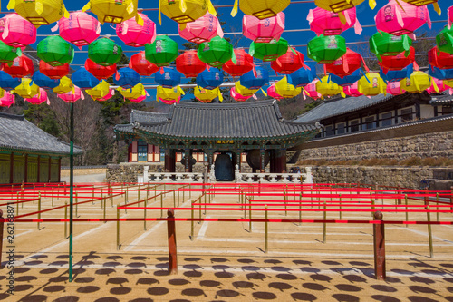 colored lanterns in korean Hapcheon temple photo