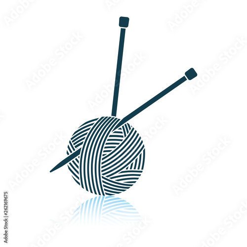 Yarn ball with knitting needles icon