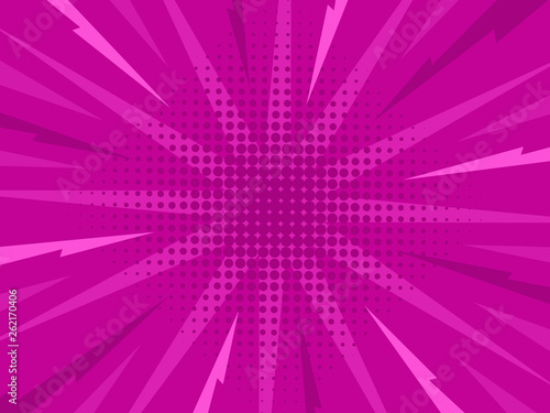 Comic rays bright background. Vector illustration in pop art retro style