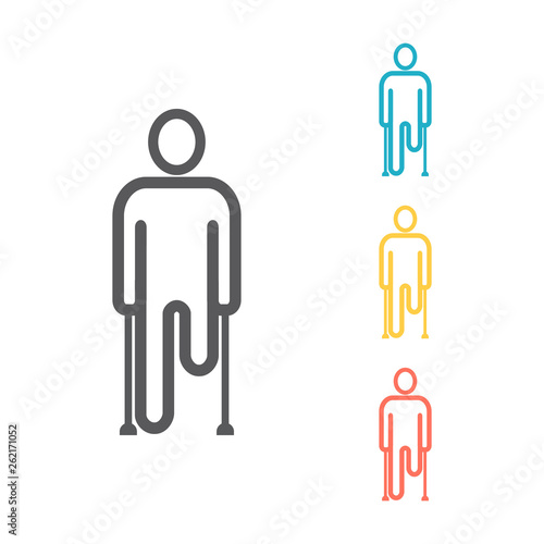 Amputee line icon. Disabled sign. Vector illustration.