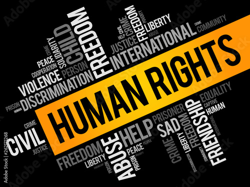 Human rights word cloud collage, social concept background