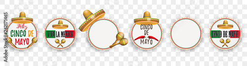 Cinco De Mayo Emblem Set Transparent
