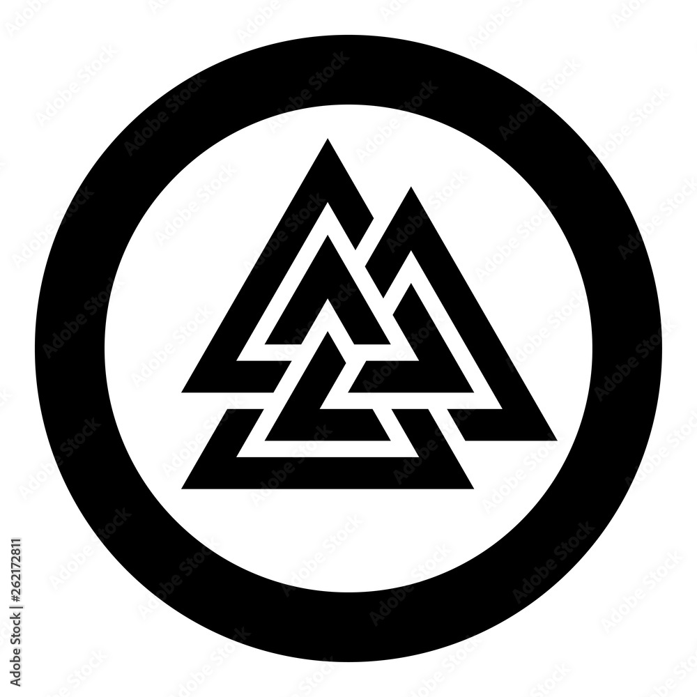 Valknut symbol icon in circle round black color vector illustration flat style image Valknut symbol icon in circle round black color vector illustration flat style image