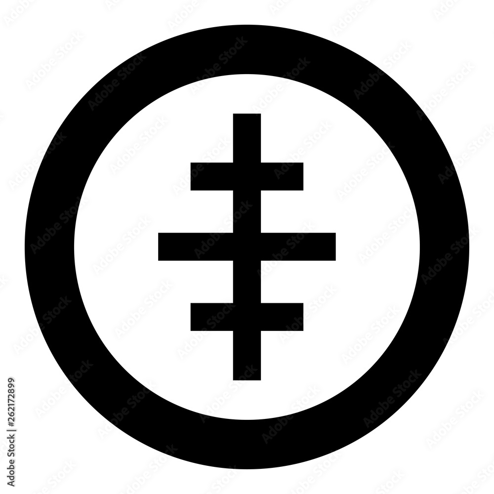 Cross papal roman church icon in circle round black color vector illustration flat style image Cross papal roman church icon in circle round black color vector illustration flat style image