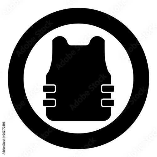 Bullet-proof vest flak jacket icon in circle round black color vector illustration flat style image