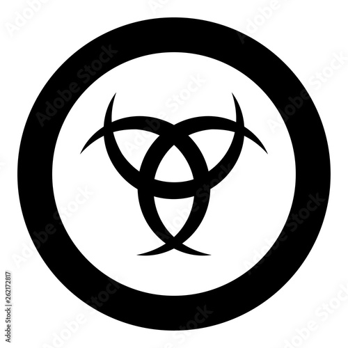 Horn Odin Triple horn of Odin icon in circle round black color vector illustration flat style image photo
