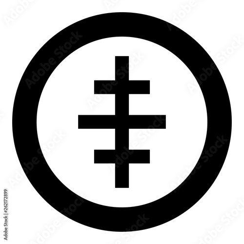 Cross papal roman church icon in circle round black color vector illustration flat style image