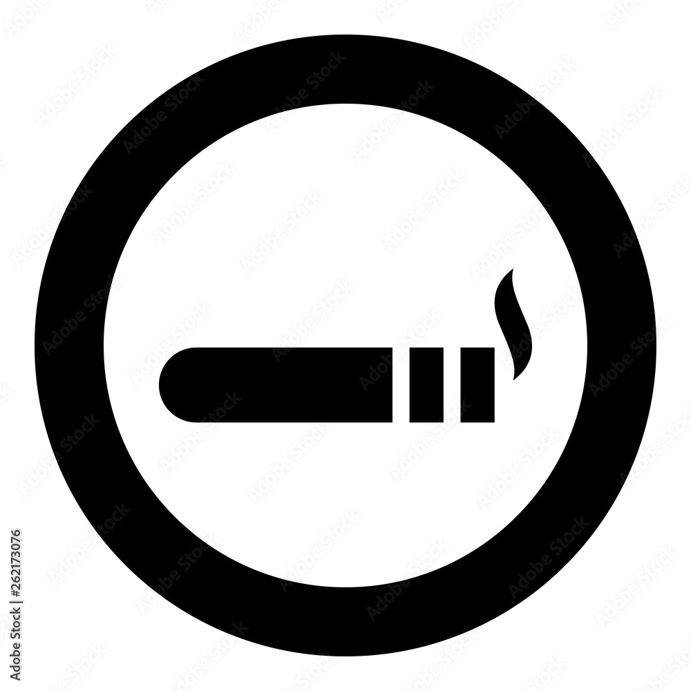 Cigar with smoke Luxury Havana cigar Smoking cigar concept icon in circle round black color vector illustration flat style image Cigar with smoke Luxury Havana cigar Smoking cigar concept icon in circle round black color vector illustration flat style image