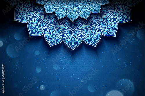 Blue arabesque flower background