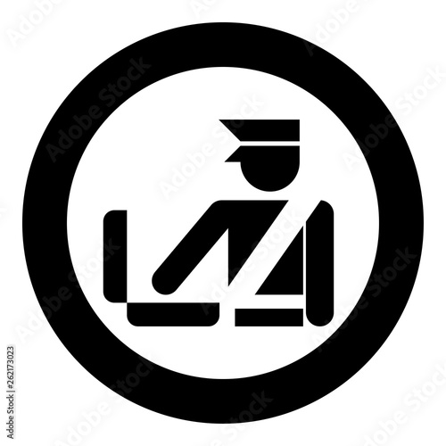 Border control concept Customs officer check baggage Detailed luggage control Baggage control sign icon in circle round black color vector illustration flat style image