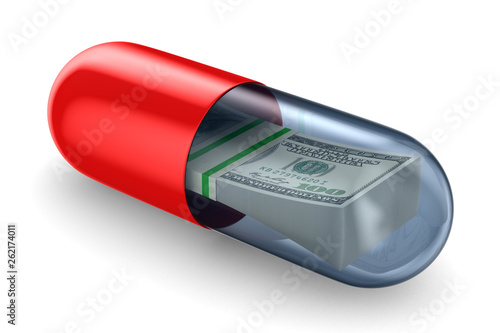 capsule and dollars on whit...