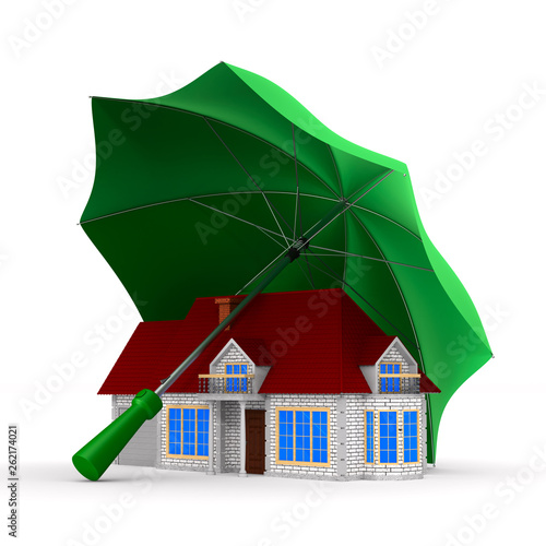 house under umbrella on whi...