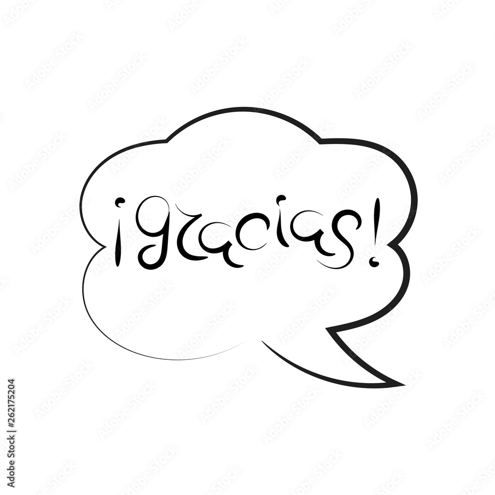 Thank you in Spanish. Gracias lettering. Vector illustration. Thank you in Spanish. Gracias lettering. Vector illustration.