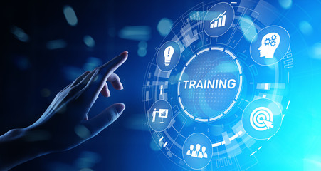 Training Online Education Webinar Personal Development Motivation E-learning Business concept on virtual screen.
