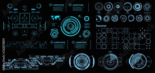 HUD futuristic virtual graphic touch user interface, target. HUD dashboard display