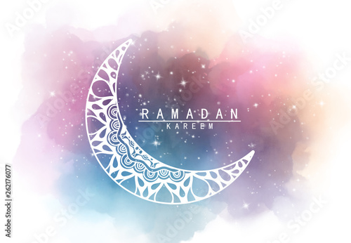 Quadro su tela Abstract crescent moon graphic design and night sky watercolor digital art   pai