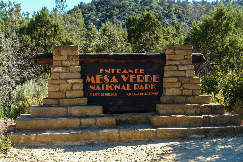 Entrance Sign in Mesa Verde National Park in Colorado, United States