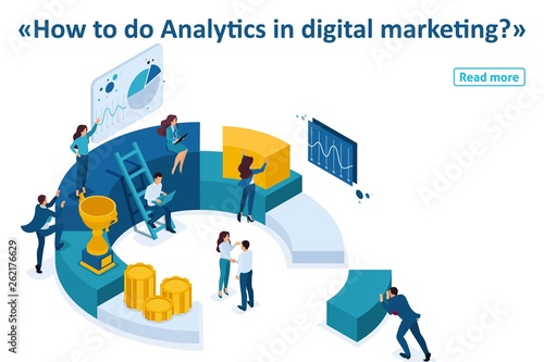 Isometric Businessmen Make a Digital Marketing