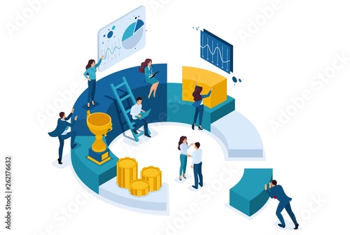 Isometric Businessmen Make a Digital Marketing