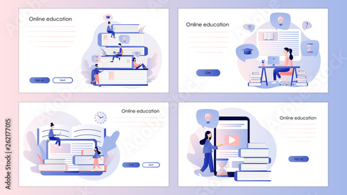 Online Education. Screen template for mobile smart phone, landing page, template, ui, web, mobile app, poster, banner, flyer. Flat style. Vector illustration