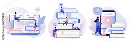 Online Education set. Flat style. Vector illustration