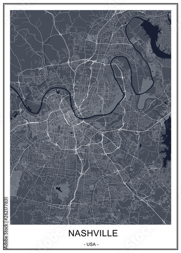 vector map of the city of Nashville, Tennessee, USA photo