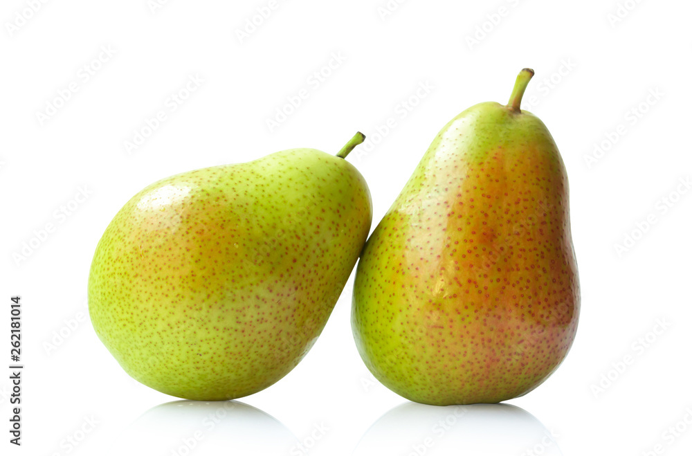 Red yellow pear fruit isolated on white on white background Red yellow pear fruit isolated on white on white background