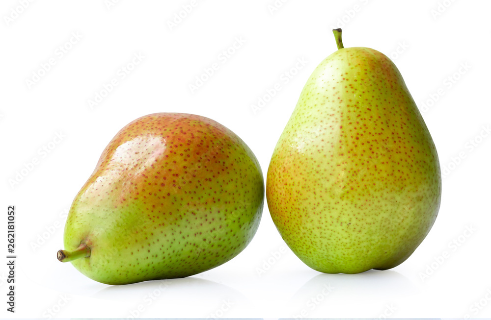 Red yellow pear fruit isolated on white on white background Red yellow pear fruit isolated on white on white background