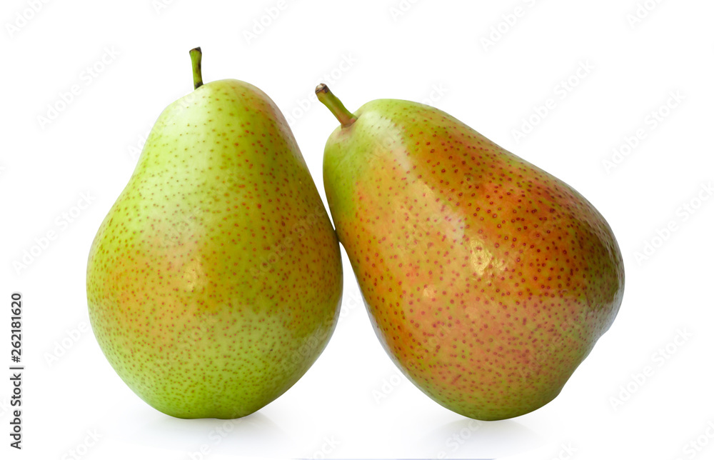 Red yellow pear fruit isolated on white on white background Red yellow pear fruit isolated on white on white background