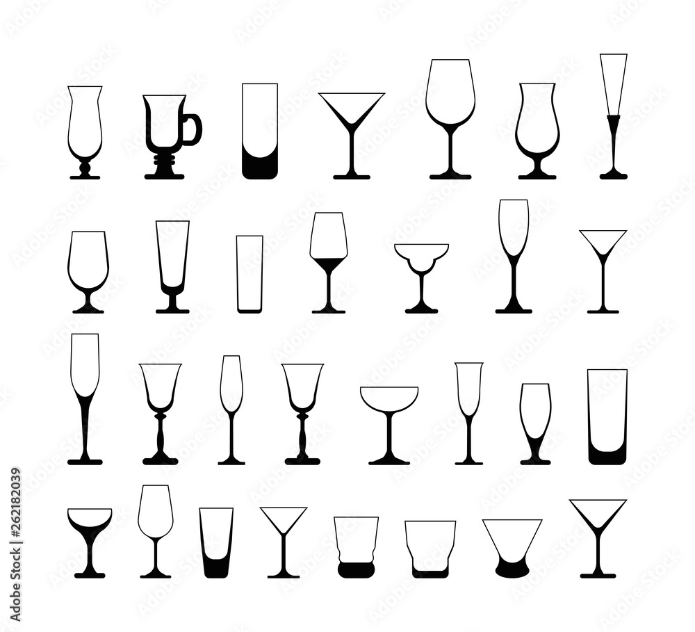 set of wine glasses. vector illustration isolated on white background set of wine glasses. vector illustration isolated on white background