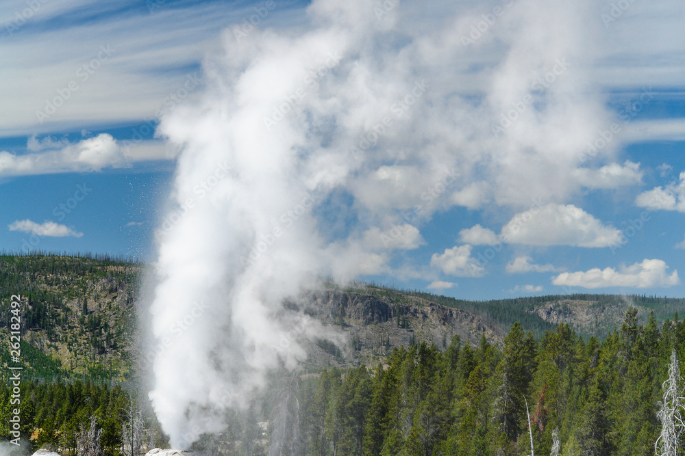 Lion Geyser Group in Yellowstone National Park in Wyoming, United States