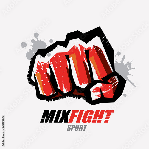 fist symbol, martial arts concept, logo or emblem template