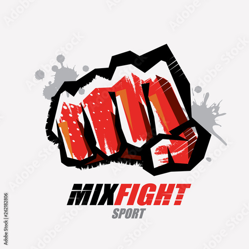 fist symbol, martial arts concept, logo or emblem template photo