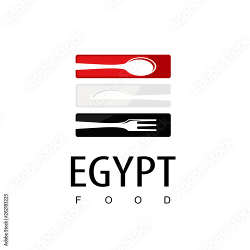 Egypt Food, Restaurant Logo With Egypt Flag Symbol