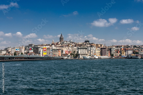 A view of the Galata Bridge. Karakoy and Galata Tower, Istanbul