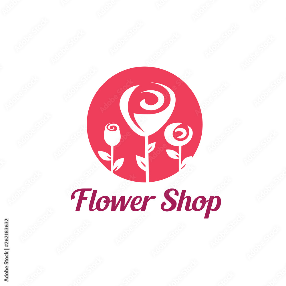 flower shop logo template, stylized vector symbol flower shop logo template, stylized vector symbol