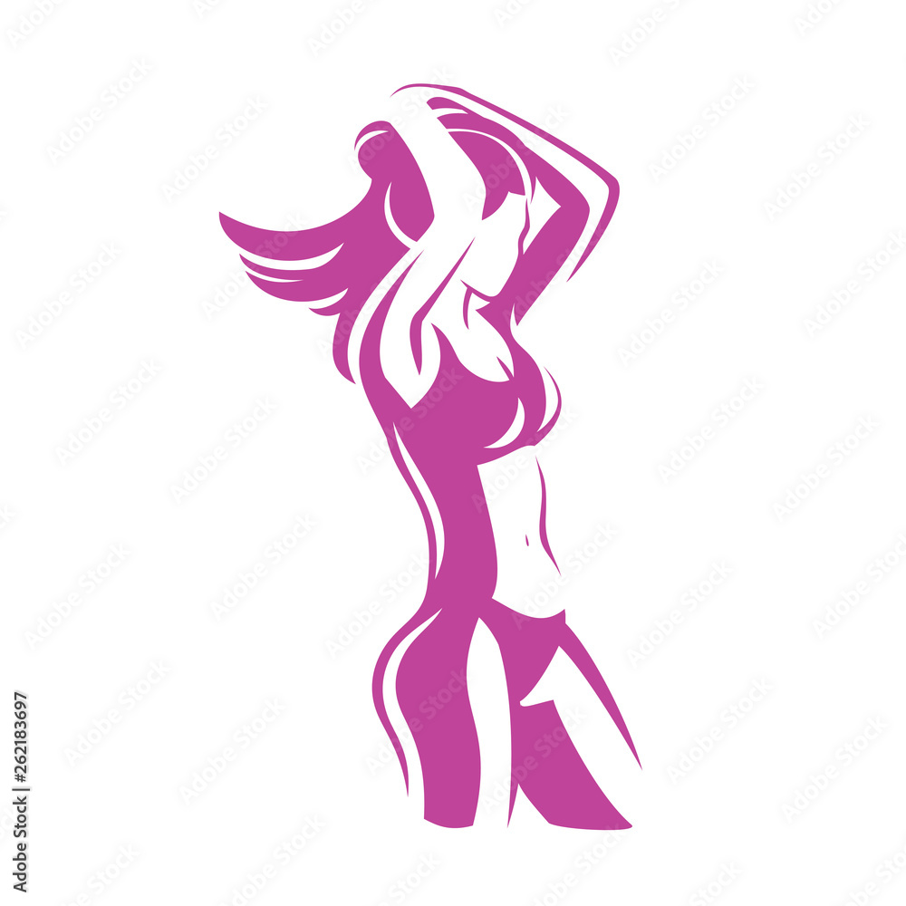  fitness womans body stylized vector silhouette