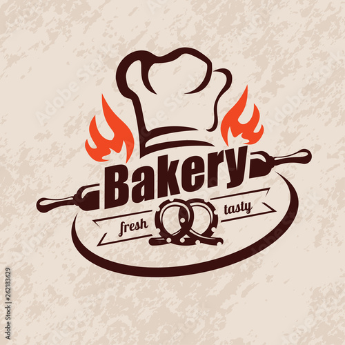 bakery stylized vector emblem or label in retro style, logo template
