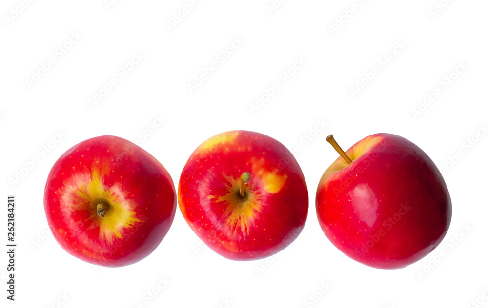Top view fresh red apple isolated on white background.