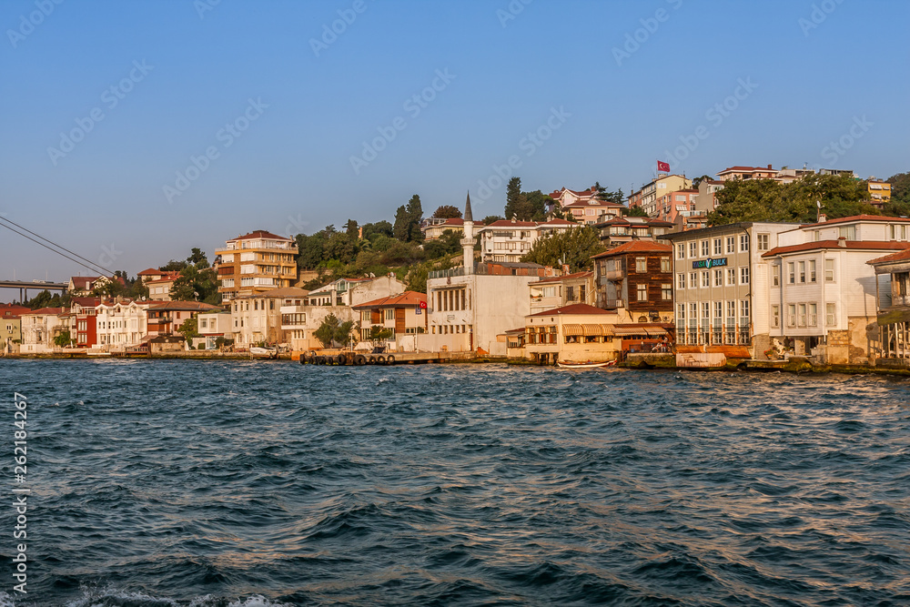Ottoman era villas and low-rise buildings on the Asian coastline of the Bosphorus Strait, Istanbul