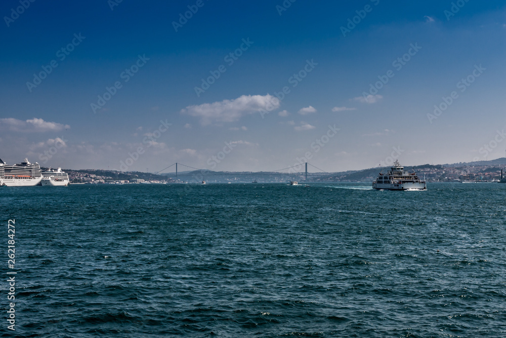 A view of the 15th July Martyrs Bridge and the Bosphorus strait, Istanbul