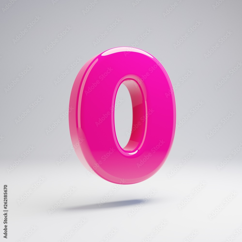 Volumetric glossy pink number 0 isolated on white background. Volumetric glossy pink number 0 isolated on white background.