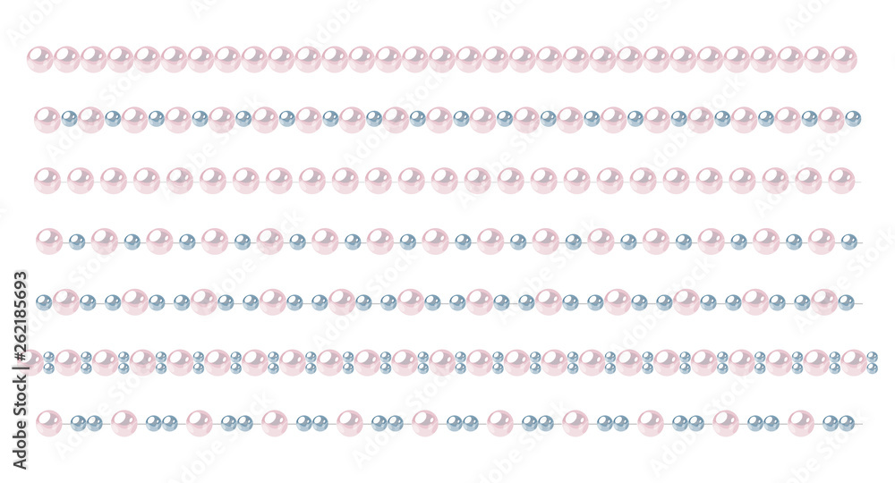 Set of pink pearl strings isolated on white background. Set of pink pearl strings isolated on white background.