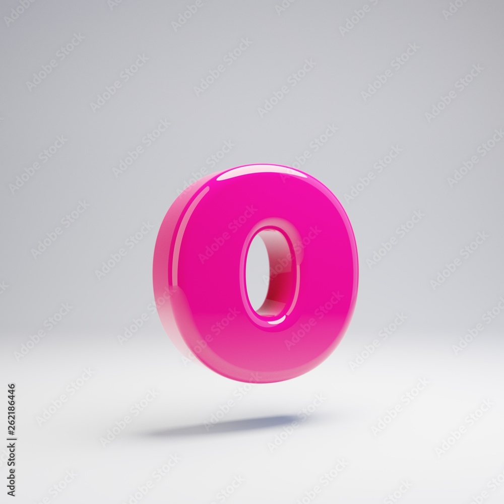Volumetric glossy pink lowercase letter O isolated on white background. Volumetric glossy pink lowercase letter O isolated on white background.