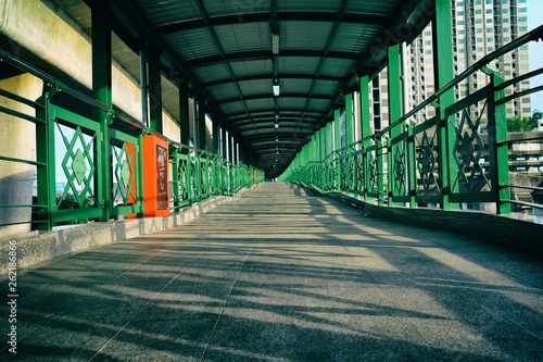 Fototapeta Naklejka Na Ścianę i Meble -  Pedestrian Overpass to Skytrain in Bangkok, Thailand.