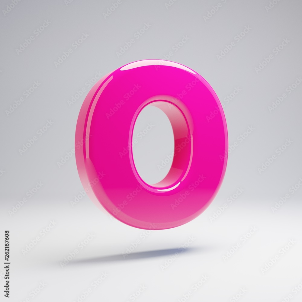 Volumetric glossy pink uppercase letter O isolated on white background. Volumetric glossy pink uppercase letter O isolated on white background.