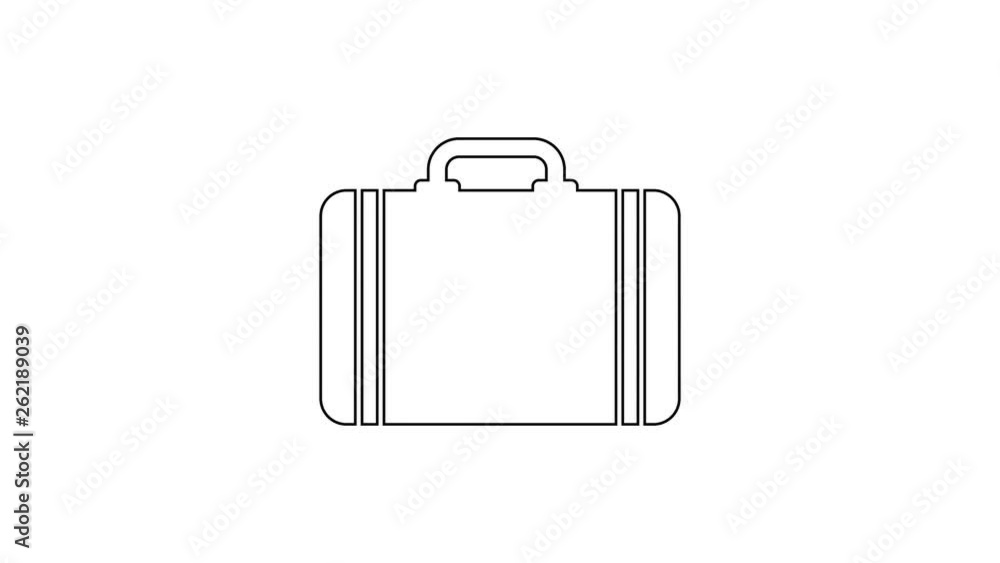 Grey Suitcase for travel line icon on white background. Traveling baggage sign. Travel luggage icon. 4K Video motion graphic animation Grey Suitcase for travel line icon on white background. Traveling baggage sign. Travel luggage icon. 4K Video motion graphic animation